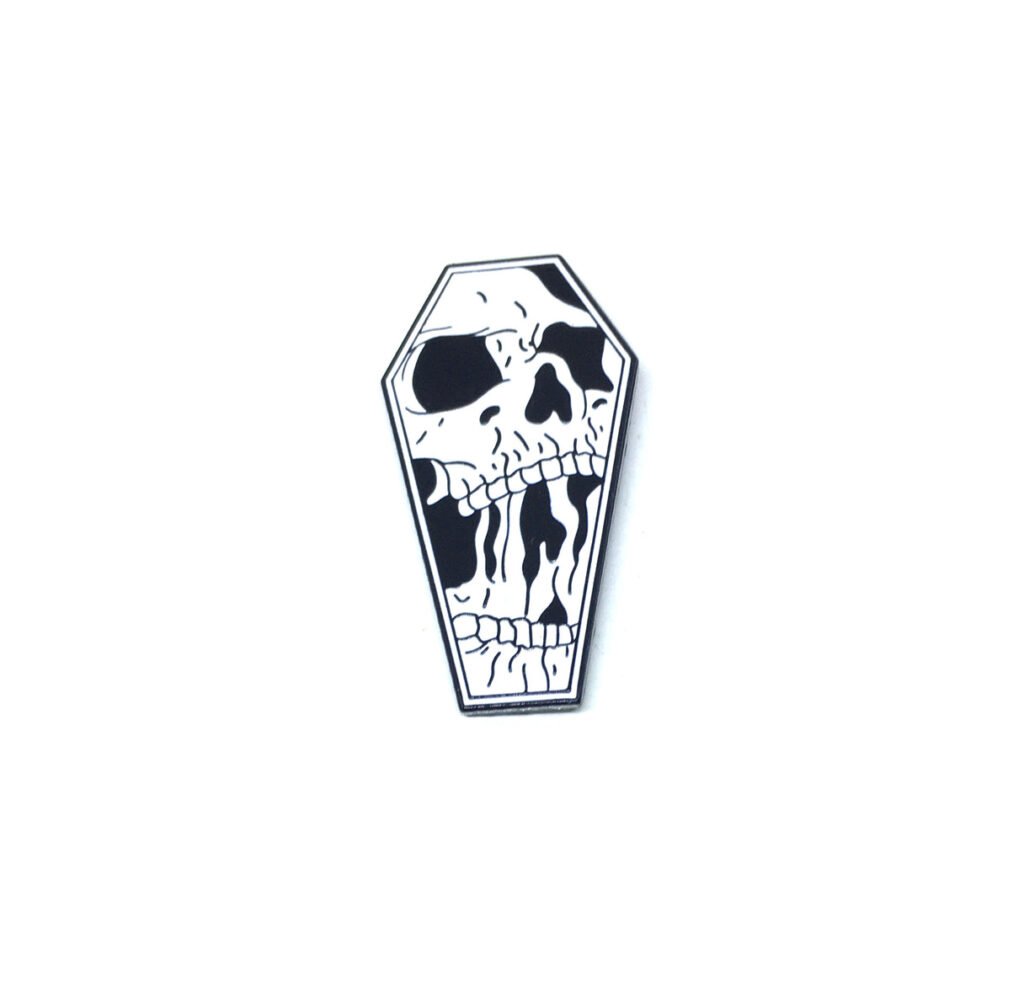 Coffin Skull Enamel Pin Finox