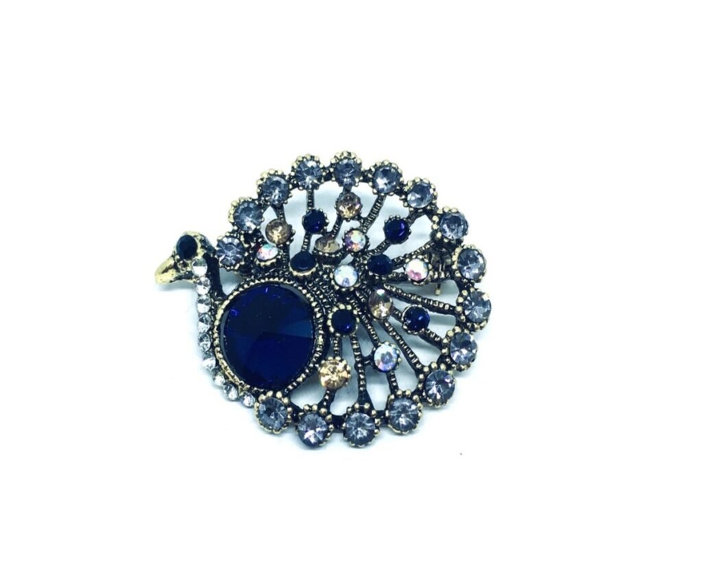 Rhinestone Vintage Peacock Brooch Finox 6999