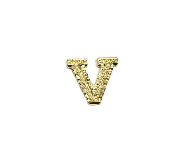 Gold Alphabet Letter V Pin