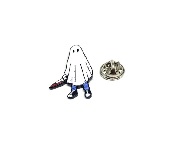 Ghost with Knife Halloween Enamel Pin