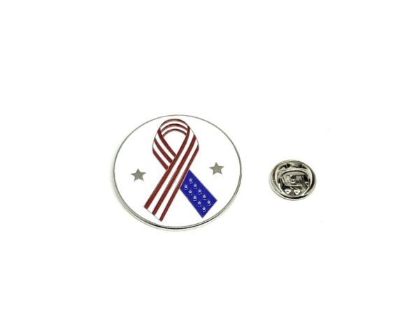 The USA Flag Awareness Ribbon Round Metal Pin Badge