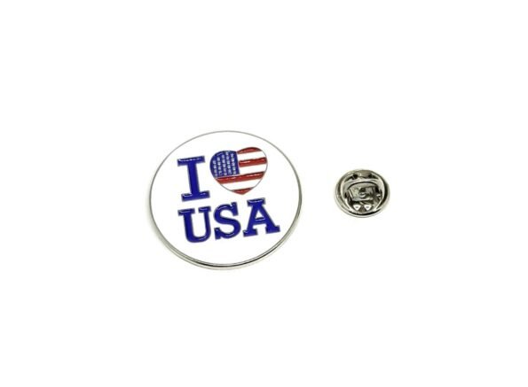 'I Love USA' Flag Patriotic Round Lapel Pin