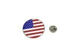 The USA Flag Patriotic Round Metal Pin Badge