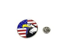 American Flag and Eagle Patriotic Round Enamel Pin Badge