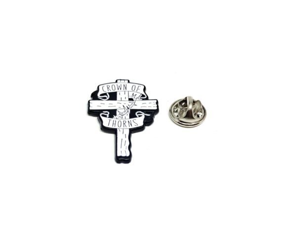 Crown of Thorns Cross Lapel Pin Badge