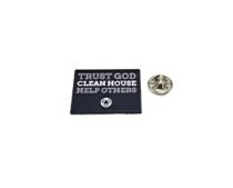 Trust God Clean House Help Others Text Enamel Brooch Quote Short Saying Backpack Badge