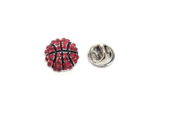 Red Rhinestone Baseball Pin