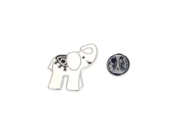 White Enamel Elephant Pin