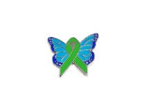 Butterfly Green Ribbon Pin