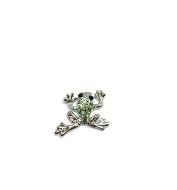 Green Crystal Frog Pin